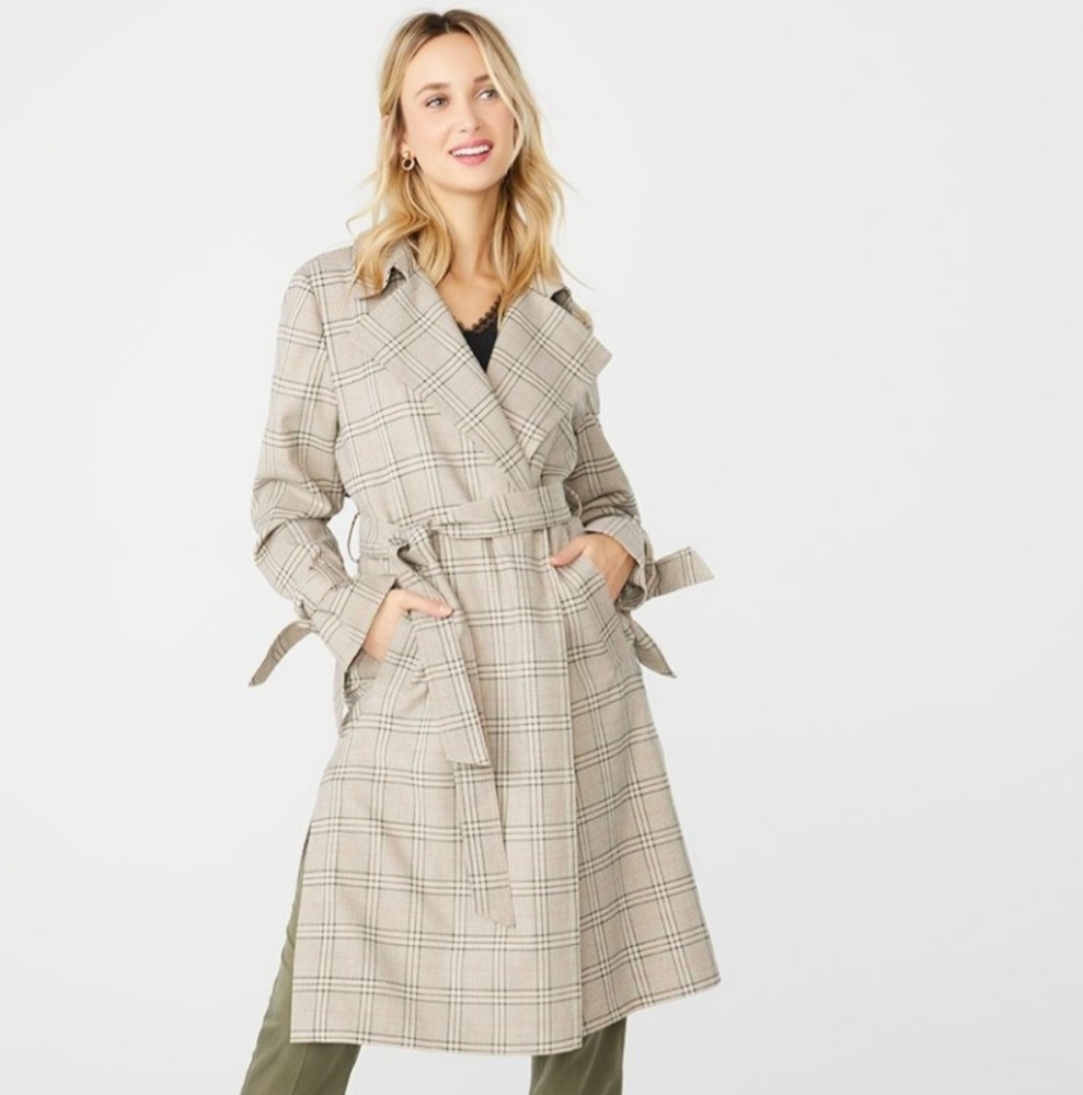 RW&CO SUPPLE PLAID TRENCH COAT